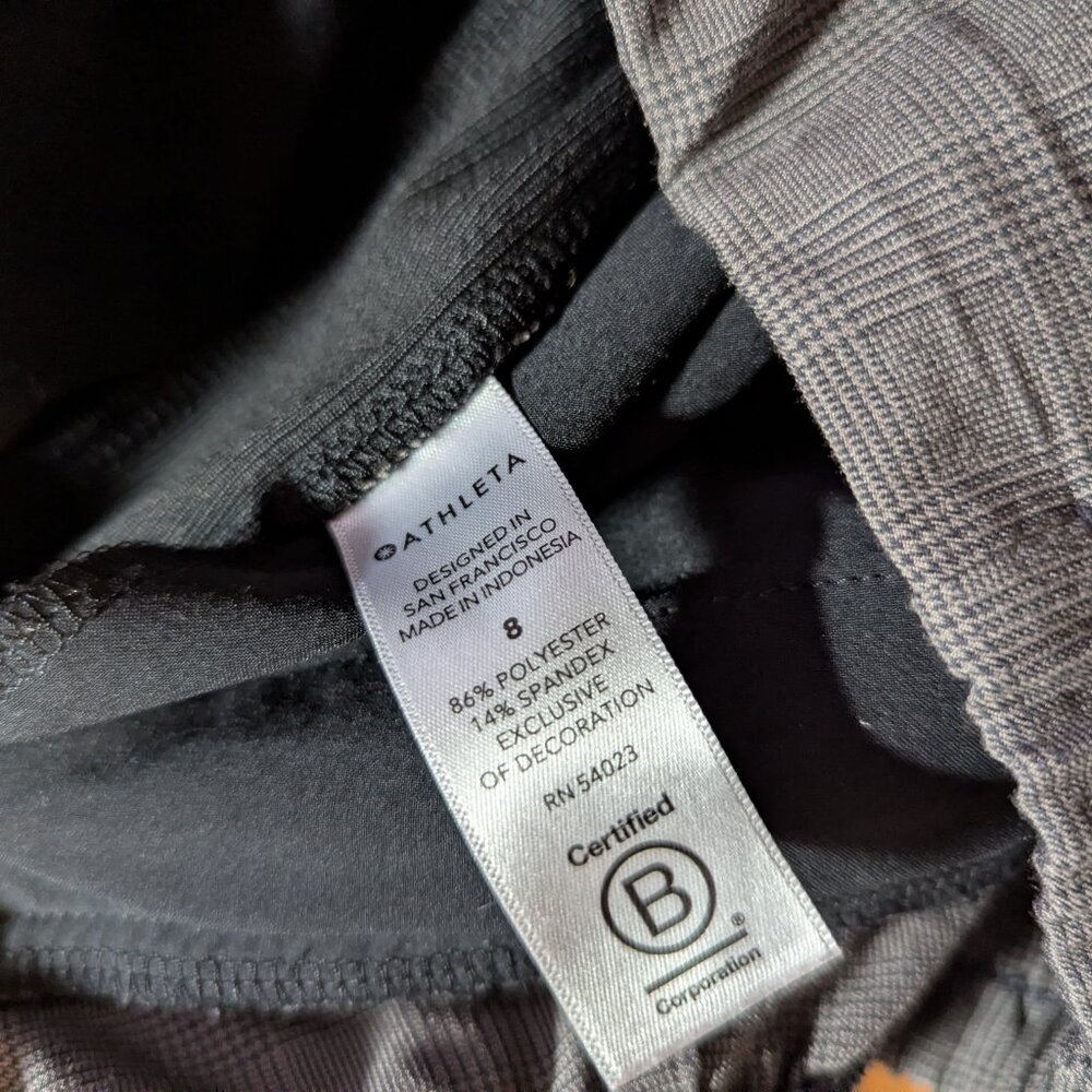Athleta Women's Brooklyn High-Rise Plaid Ankle Pant Women’s Size 8 Gray - Picture 2 of 6